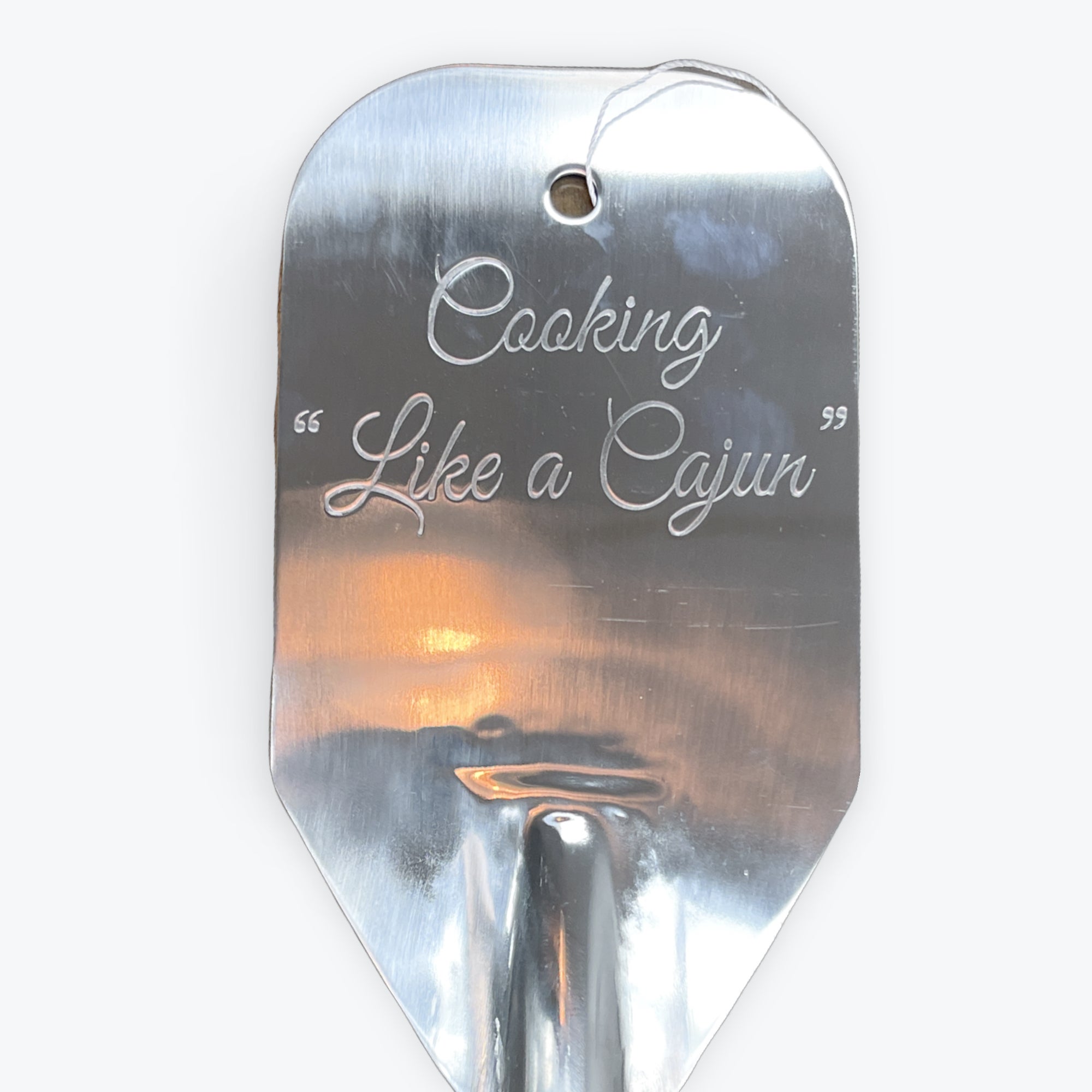 48" Stainless Steel Jambalaya Paddle with Tiger Fleur de Lis Etching